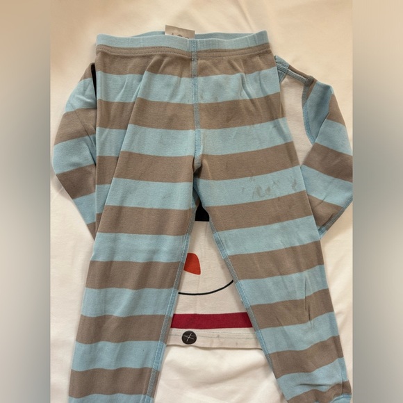 Hanna Andersson snowman pjs toddler kid 4 light blue stripe pajamas - Picture 4 of 6